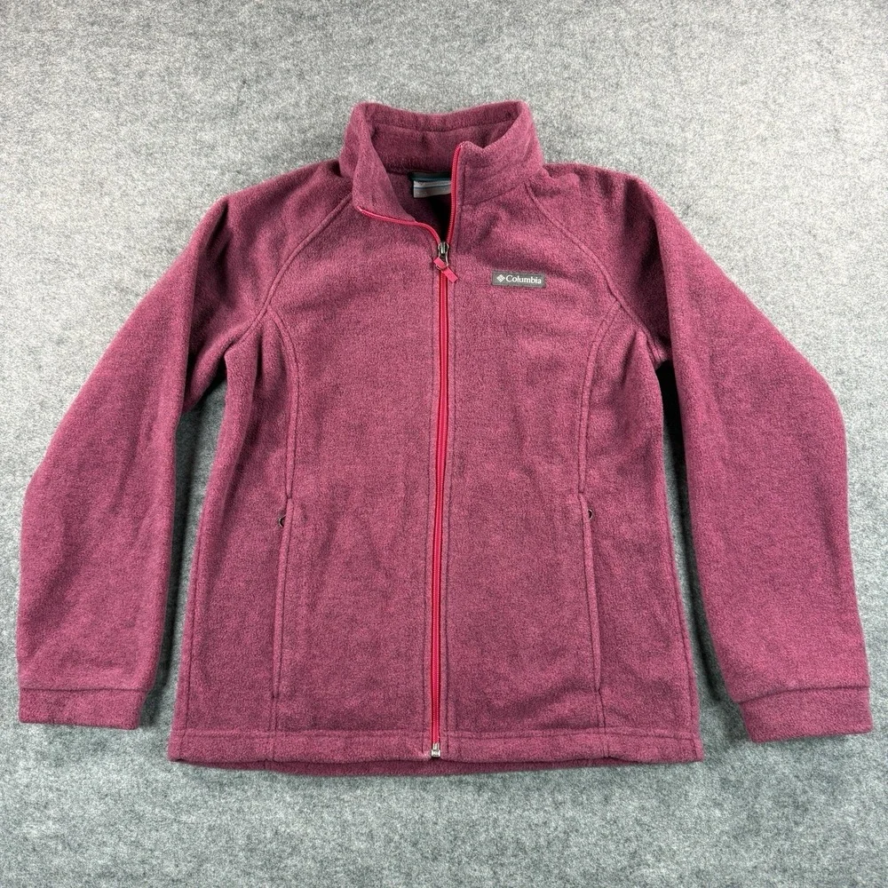Columbia Full Zip Jacket Coat Girls Youth Large Fuchsia Pink Fleece Comfort